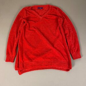 APT. 9 Sweater Women's Size Large Red V-Neck Long Sleeve Knit Lightweight